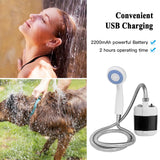 Portable Camping Shower Rechargeable Shower Head Bathing 3.7V Pump 4.9Ft for Outdoor Travel Hiking Beach Pet Cleaning Equipment