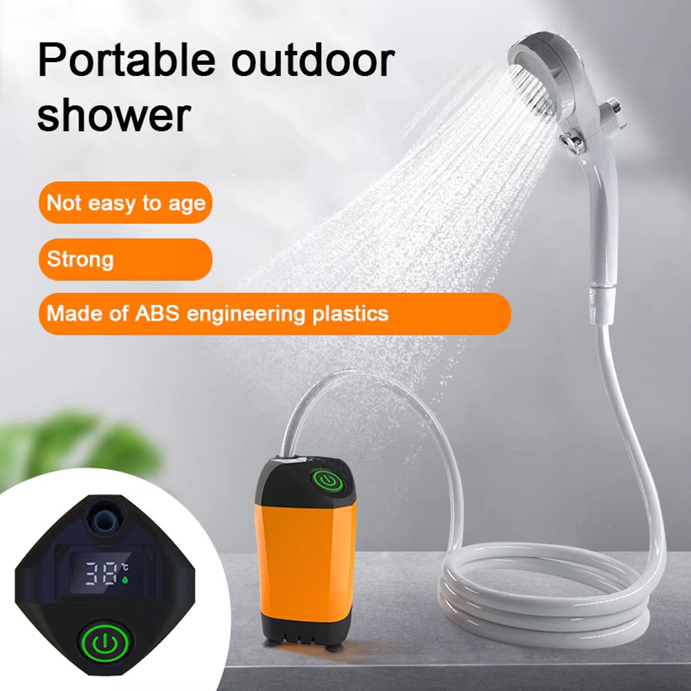 Portable Camping Shower Rechargeable Shower Head Bathing 3.7V Pump 4.9Ft for Outdoor Travel Hiking Beach Pet Cleaning Equipment